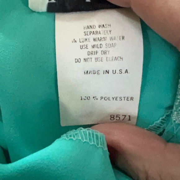 La Jones Of America Dress Size Missing See Descrip Turquoise 1/2 Sleeve Pleated - Picture 6 of 6